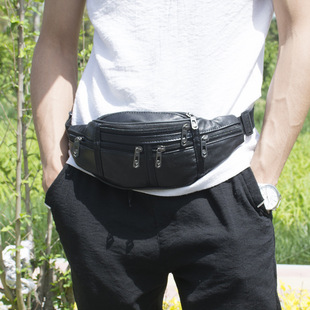 Cross-border wholesale men's and women's fashion sports sheepskin waist bag running riding water-repellent mobile phone bag outdoor waist bag