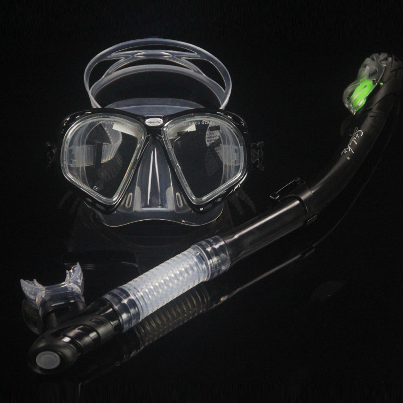 现货批发防雾面罩钢化玻璃潜水镜硅胶水镜全干式呼吸管浮潜套装