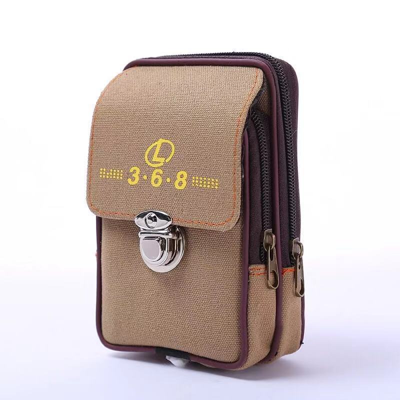 Multi-Function Interlock Horizontal Leisure Hanging Bag Men's Mobile Phone Bag Wear Belt Belt Belt Canvas Wear-Resistant Manufacturers Wholesale Application Scenario