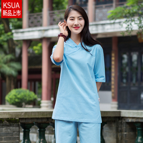 Summer and Autumn New Cotton Linen Yoga Set Women Loose Tai Chi Meditation Master Seated Practice Uniform Factory Dropshipping One Piece