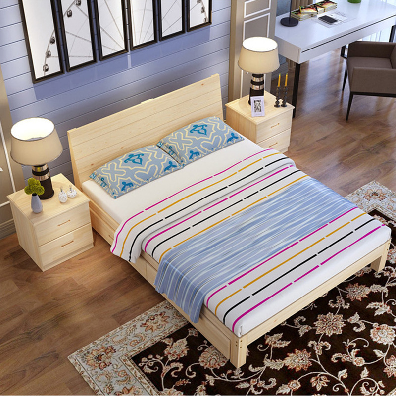 Flats monolayer Double Big bed 1.2 Imported Pine bed Flats Rental Wooden bed Customizable wholesale