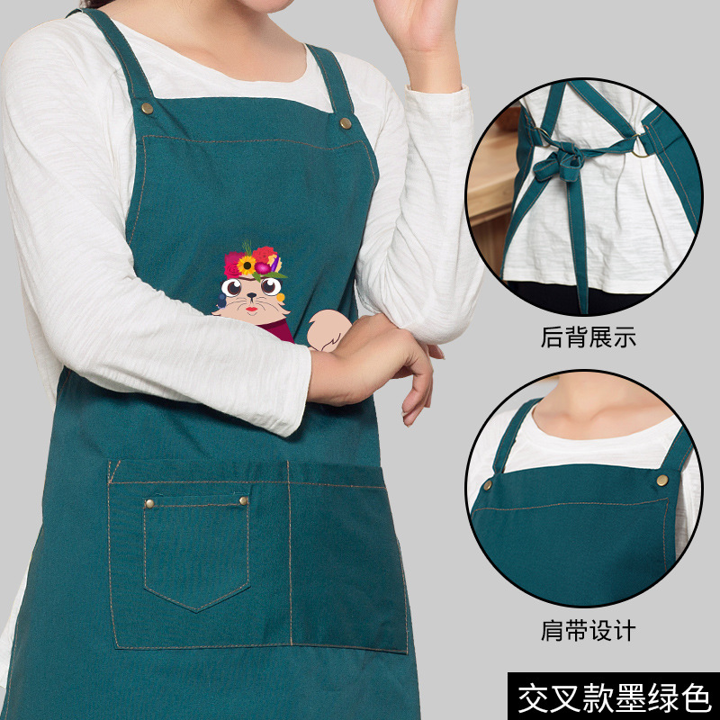 Tienda de flores para mascotas ropa de trabajo delantal cocina moda coreana anti-fouling anti-aceite pareja delantal de cocina logotipo imprimible