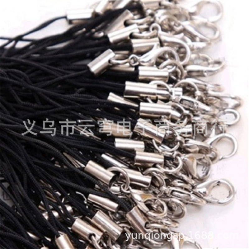 DIY带龙虾扣手机绳 黑线龙虾扣手机绳 U盘挂绳 手机U盘吊绳现货
