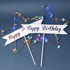 Charming Starlight Lamp Dreamy Creative Cake Decoration Stake Colorful Lantern Five-Pointed Star Happy Birthday Stake