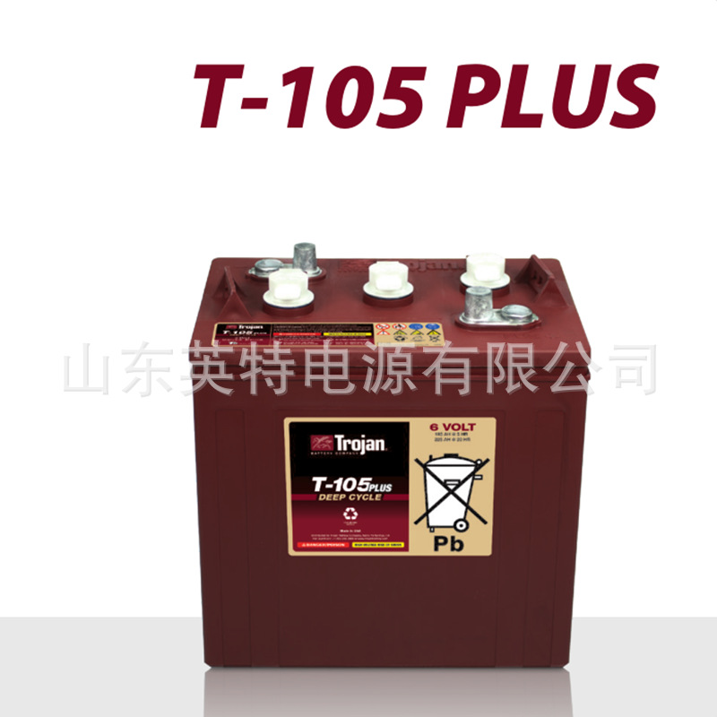 美国Trojan进口邱健蓄电池 T-105 6V22H深循环 动力 蓄电池