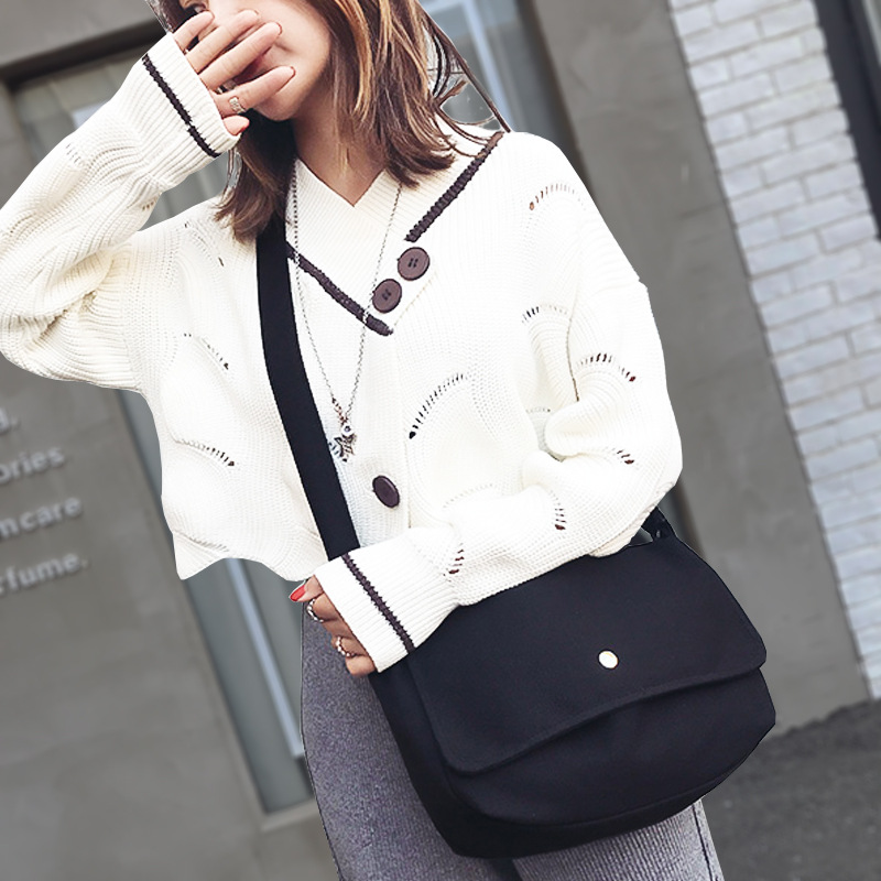 批發2020夏季新款帆布包女斜跨購物袋簡約百搭文藝大包單肩chic