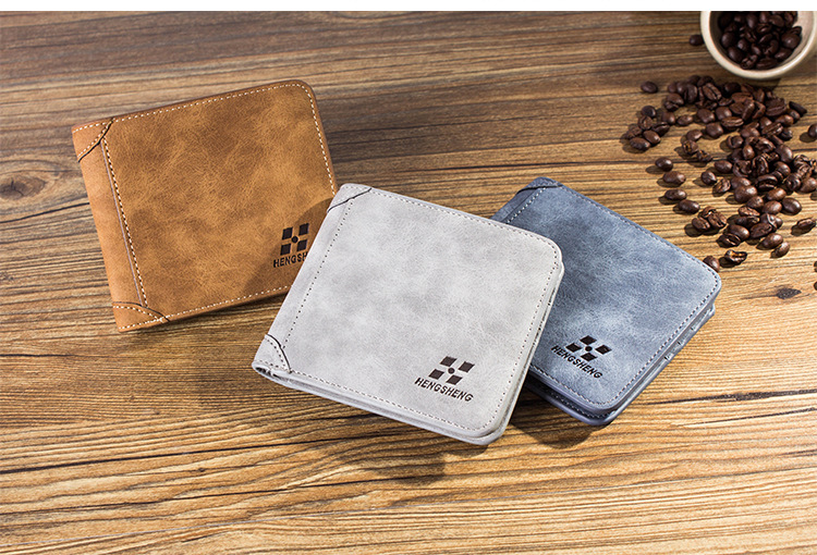 Men's Wallet Men's Short Frosted Leather Retro Tri-fold Vertical Wallet Youth Korean Version Multi-card Slot display picture 28