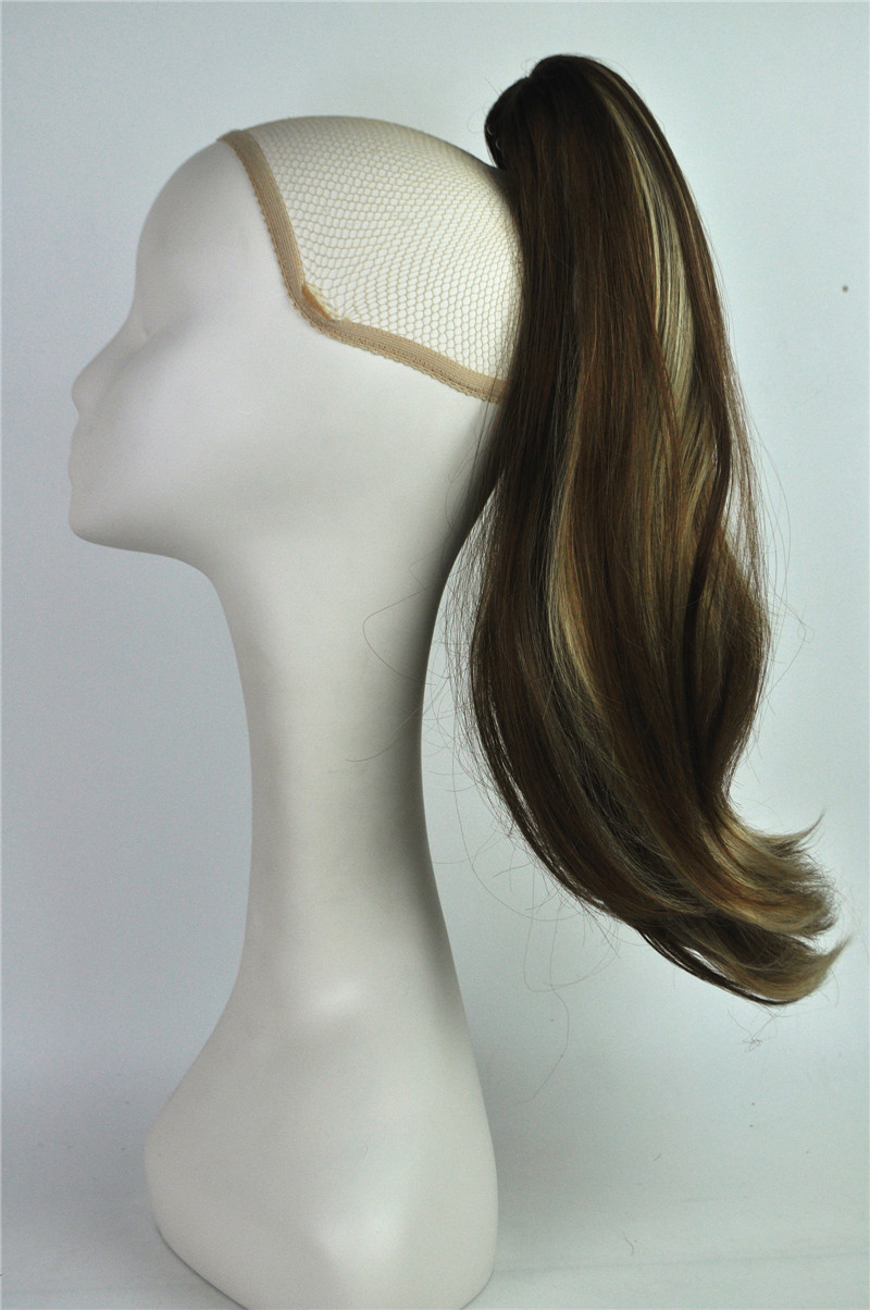 Peruca de comercio exterior agarrando pinza de caballo cola de caballo pelucón de lino medio largo teñido pelucón