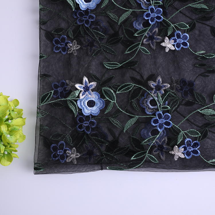 Spring mesh embroidered three-dimensional lace fabric new hot orchid…