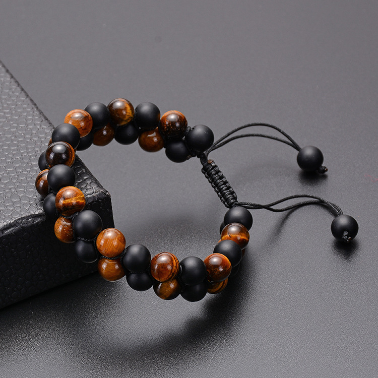 1 Piece Fashion Round Natural Stone Tiger Eye Beaded Knitting Men's Bracelets display picture 2