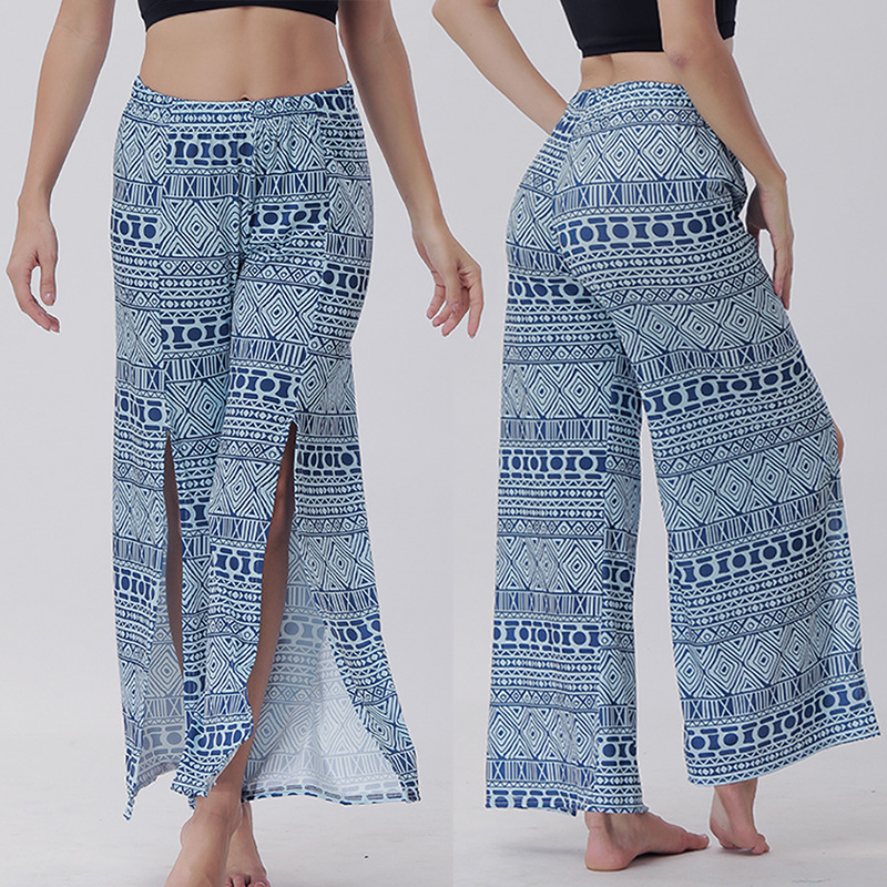 Flared Printed Yoga Pants Summer Style Split Hem Design Comfortable Fit Wholesale Available fast shipping