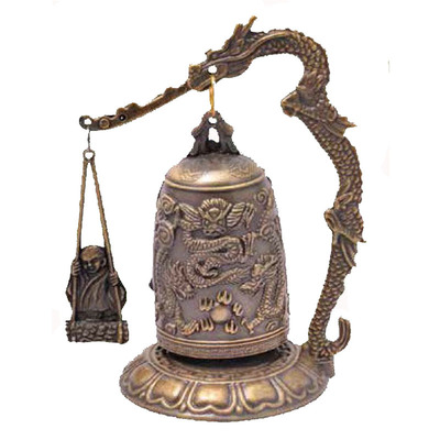 青铜器合金精美龙纹编钟撞钟摆件 仿古工艺品家居