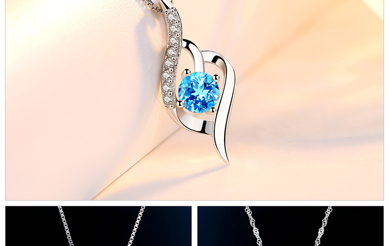 Korean version blue crystal pendant simple fashion diamond crystal clavicle chain jewelry wholesalepicture5