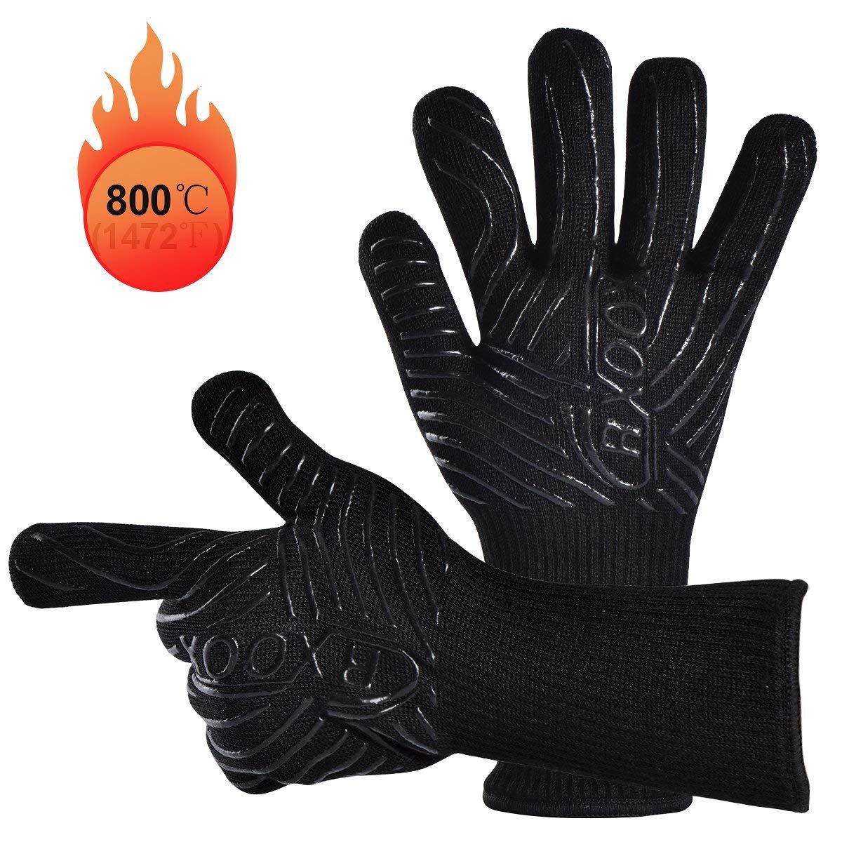 现货双层隔热耐高温500-800度 德彦BBQ烧烤手套硅胶防滑手套 烘培