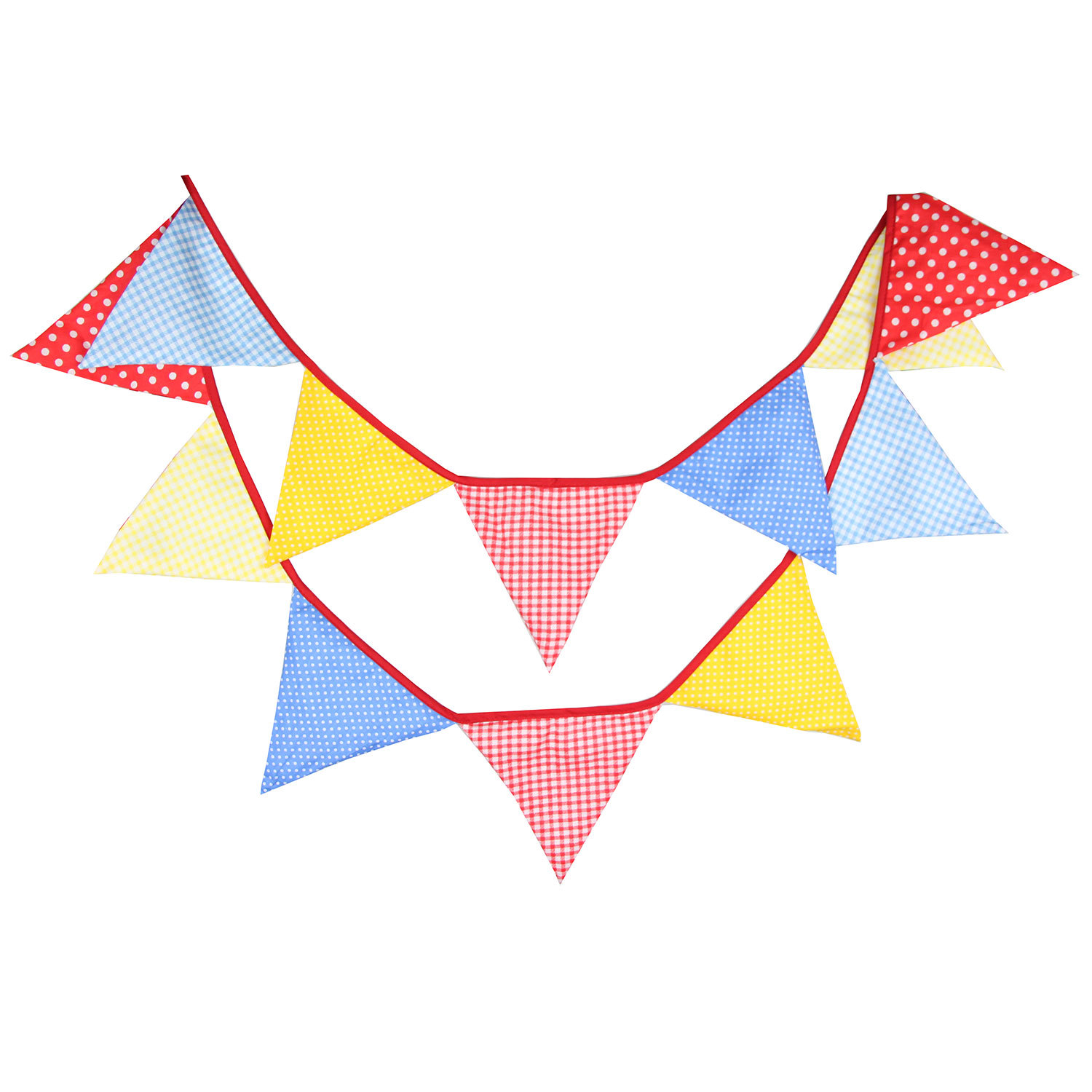 红黄蓝三色棉布串旗三角旗儿童幼儿园家居婚礼派对挂旗拍照背景