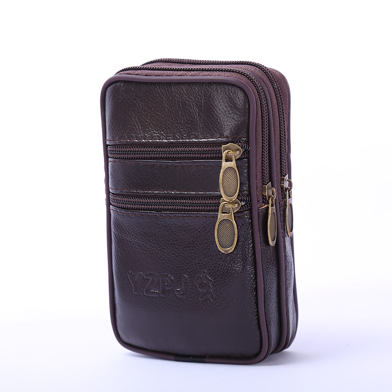 Manufacturers Wholesale Wear Belt New Business Mobile Phone Bag Male Multi-Functional Cowhide Vertical Waist Pack Change Key Wholesale full figure