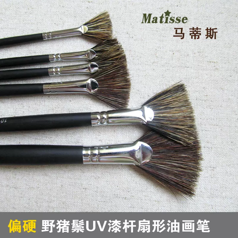 马蒂斯桦木笔杆 猪鬃硬毛扇形画笔刷6支套装 美术生绘画笔