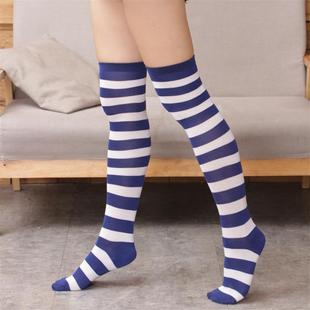 Socks stockings ladies Japanese blue and white striped knee socks thigh socks COSPLAY anime women socks wholesale