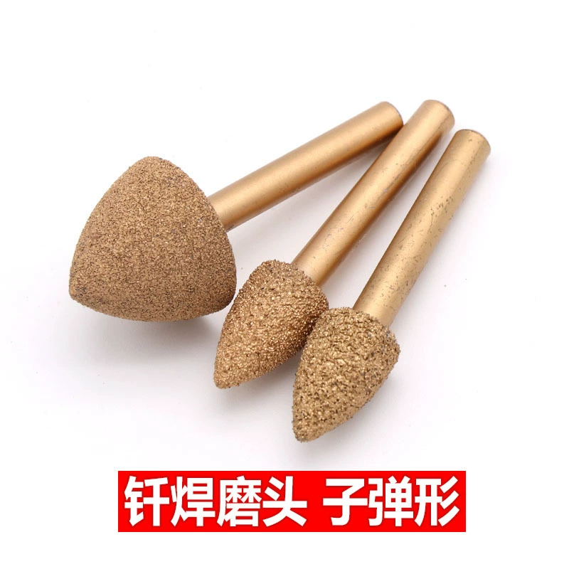 6-ручка паяная алмазная шлифовальная головка Шлифовальная головка из сплава крупный песок мелкий песок нефрит пилинг резьба по камню пулеобразная