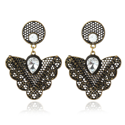 厂家直销镂空几何饰品 合金复古花朵耳环耳饰 来图来样来设计定制