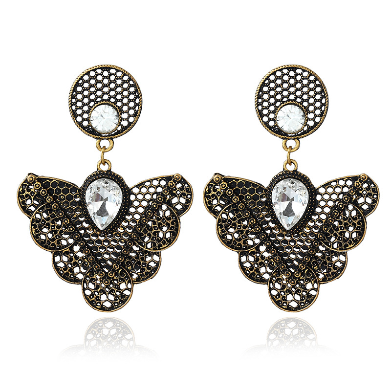 厂家直销镂空几何饰品 合金复古花朵耳环耳饰 来图来样来设计定制