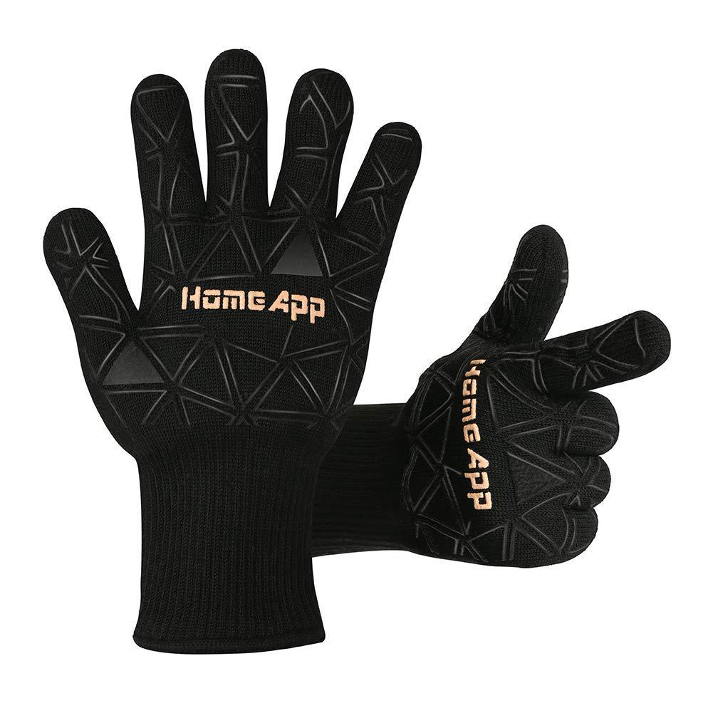 现货芳纶针织耐高温500度微波炉手套 防火防烫硅胶bbq烧烤隔热手