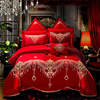 批发婚庆套件结婚用床上用品 大红全棉四件套纯棉高档刺绣多件套|ru