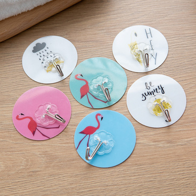 厂家直销新款时尚创意卡通挂钩 厨房浴室免钉吸附无痕粘钩三只装