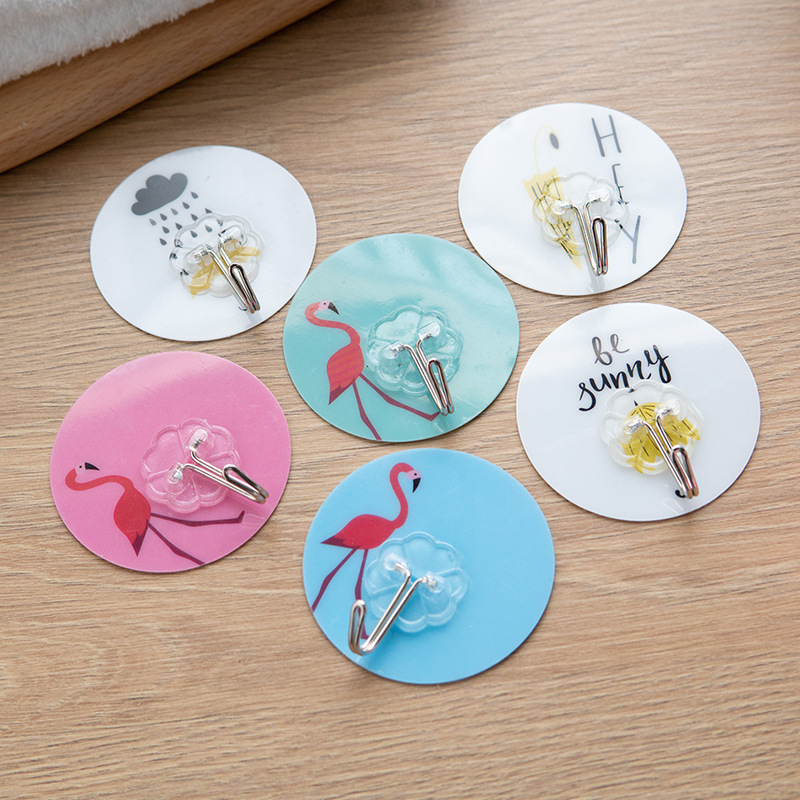 厂家直销新款时尚创意卡通挂钩 厨房浴室免钉吸附无痕粘钩三只装