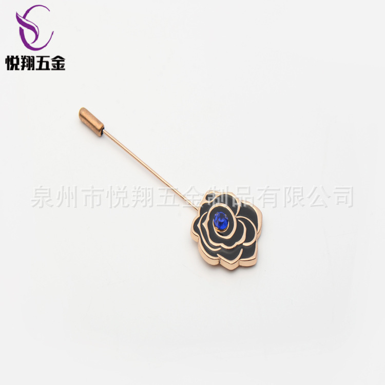 一字插针水晶胸针 简约时尚水钻珍珠胸针 西服配饰合金饰品衣饰