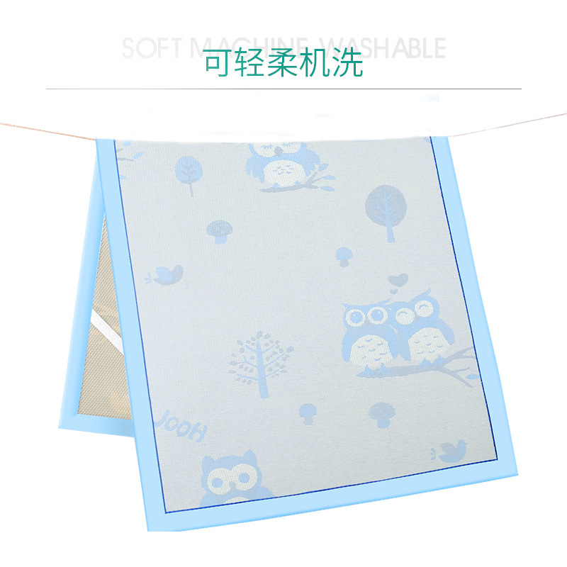 一件代发 婴儿床冰丝凉席套件宝宝卡通空调席 儿童凉席透气可水洗