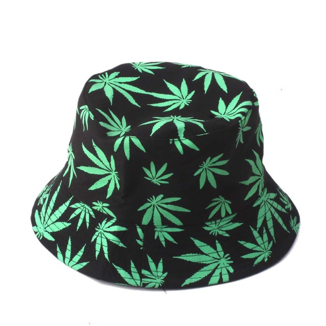 Fisherman’s hat printed with color maple leaf basin hat street sun hat