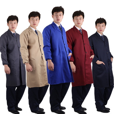 男女长款蓝色大褂工作服长袖搬运工作防尘劳保服工装批发工厂罩衣|ru