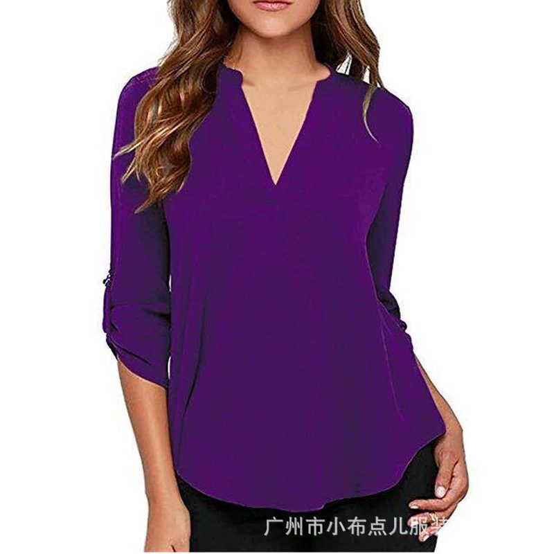 Long-sleeve, shirt, 2018, plus size, V-neckline, oversize