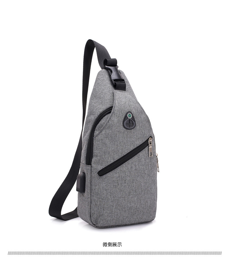 Solid-color men's USB chest bag, Oxford fabric outdoor sports bag, Korean-style casual single-shoulder crossbody small bag in stock for wholesale undefined