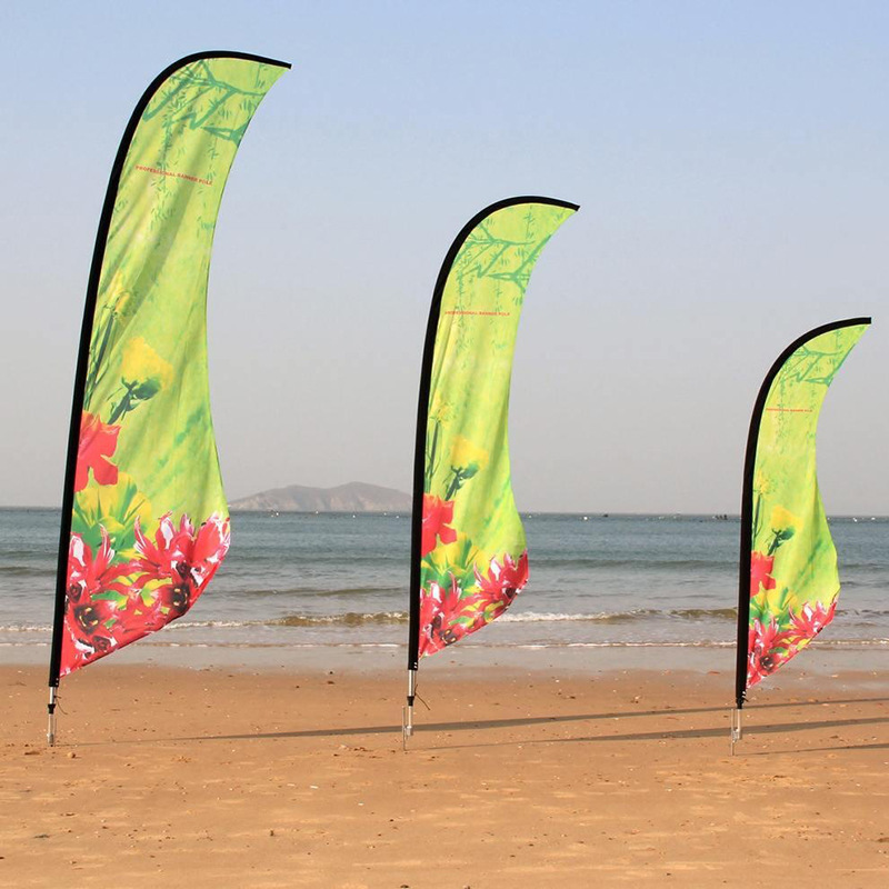 Superiority Manufactor customized Sandy beach flagpole outdoors Water advertisement Banner Beach flag Drop Knife flag Customized