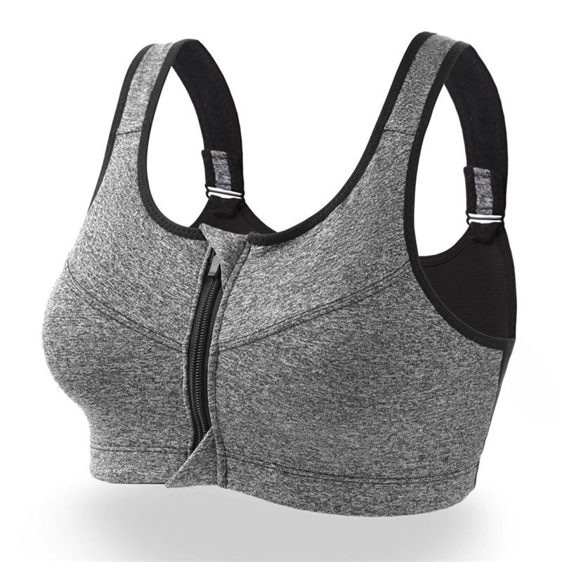 High strength wireless bra, shockproof sports bra with zipper