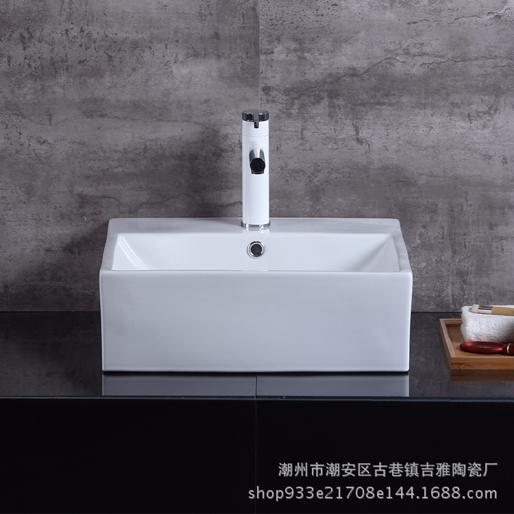 Comercio al por mayor de cerámica Jiya lavabo blanco mesa de cerámica lavabo cuarto de baño Mesa modelo 5575