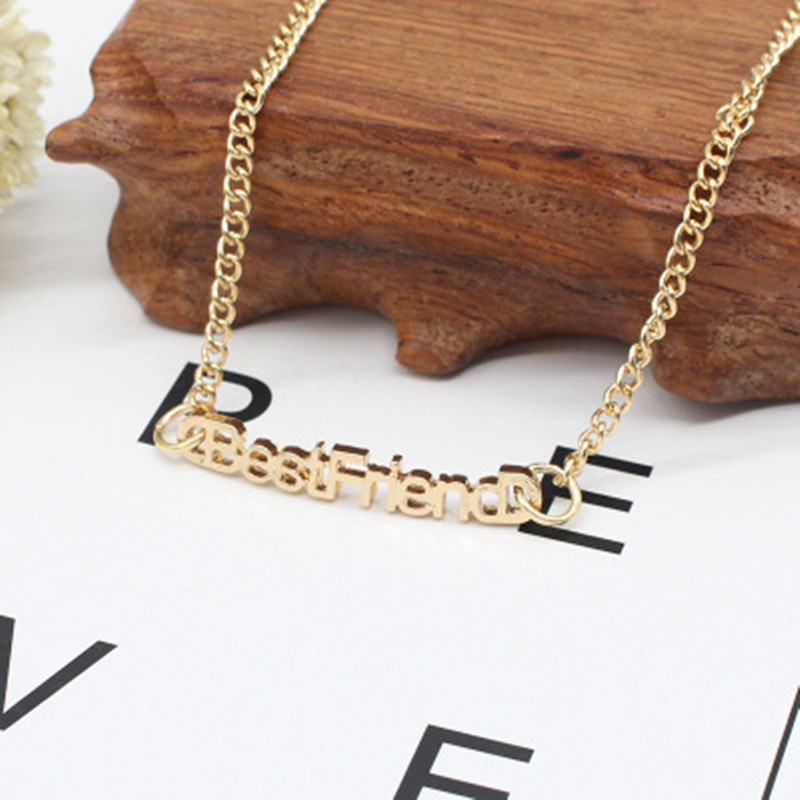 New Fashion Best Friends English Alphabet Necklace Environmental Protection Color Preservation Electroplated Gold Silver Black Clavicle Chain Wholesale display picture 1