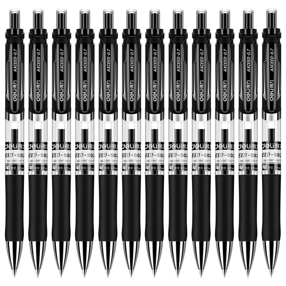 Delit S02 bolígrafo neutro de 0.7 mm cabeza de resorte gruesa bolígrafo negro bolígrafo de agua estudiantes bolígrafo de firma de pulso 12