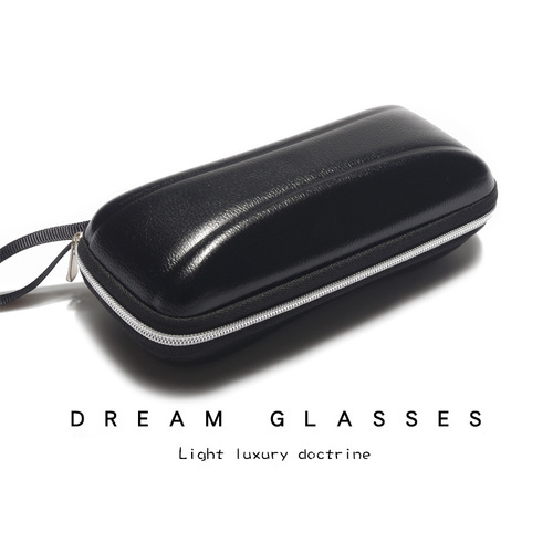 拉链皮质眼镜盒 抗压高档眼镜盒太阳眼镜墨镜盒子 一件代发包装