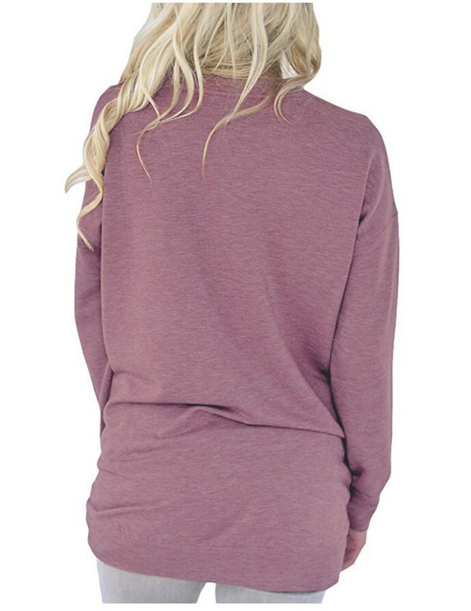 Solid Color Long-Sleeved T-Shirt With Pockets NSYHY105731