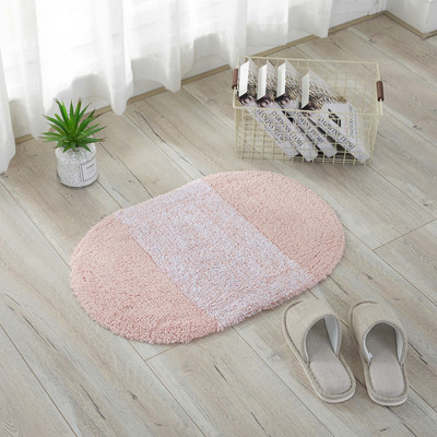 跨境北欧双色纯棉家用长毛手工简约地毯 浴室卧室吸水防滑地垫