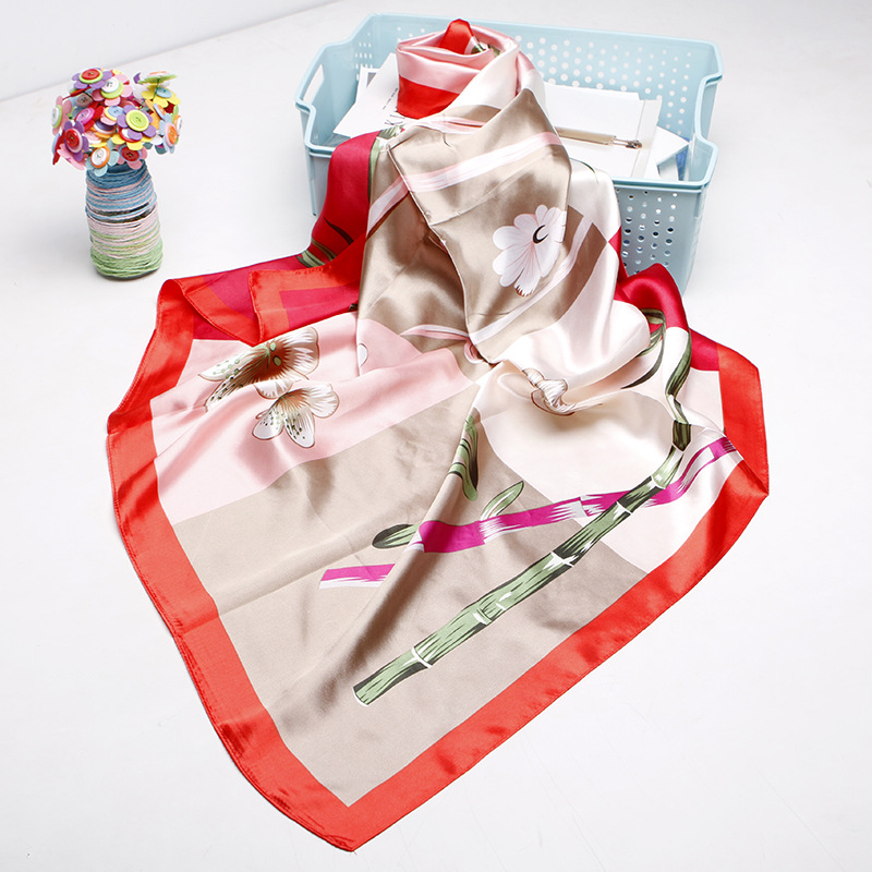 Bufanda de seda para mujer 90 cm bufanda para la cabeza bufanda de seda de imitación bufanda cuadrada con estampado de anacardos bufanda europea y americana chal regalo bufanda de seda
