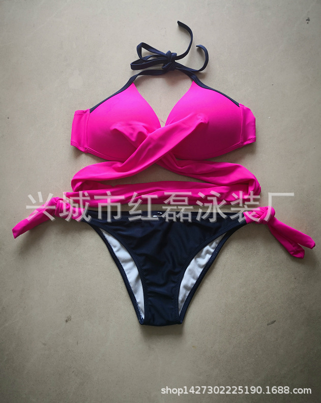 Buy quality Variety cross straps bikini new swimsuit fashion sexy steel support twopiece
