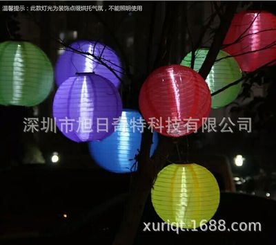 太阳能灯笼庭院装饰12寸节日装饰红灯笼户外防水雨直径30