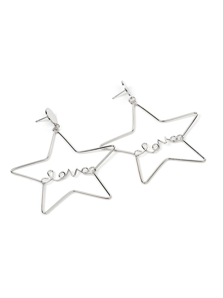 Love Hollow Five-pointed Star Trendy Exaggerated Long Earrings Fashion Korean Earrings For Women display picture 5