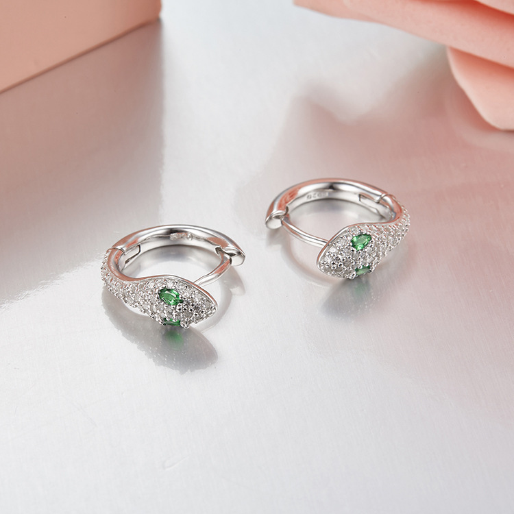 15g Weight Earrings Classification Housewarming, Anniversary, Business, Wedding, Travel, Birthday, Festival Occasion Copper Material Women'S Gender Plating Design Fashion Style Green, Gold, Silver Color New Snake-shaped Earrings With Delicate Zircon Earrings 7