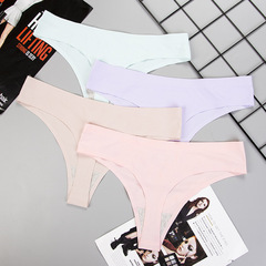 Factory direct sales sexy women's underwear new style seamless pure cotton one piece ice silk T-pants sexy thong