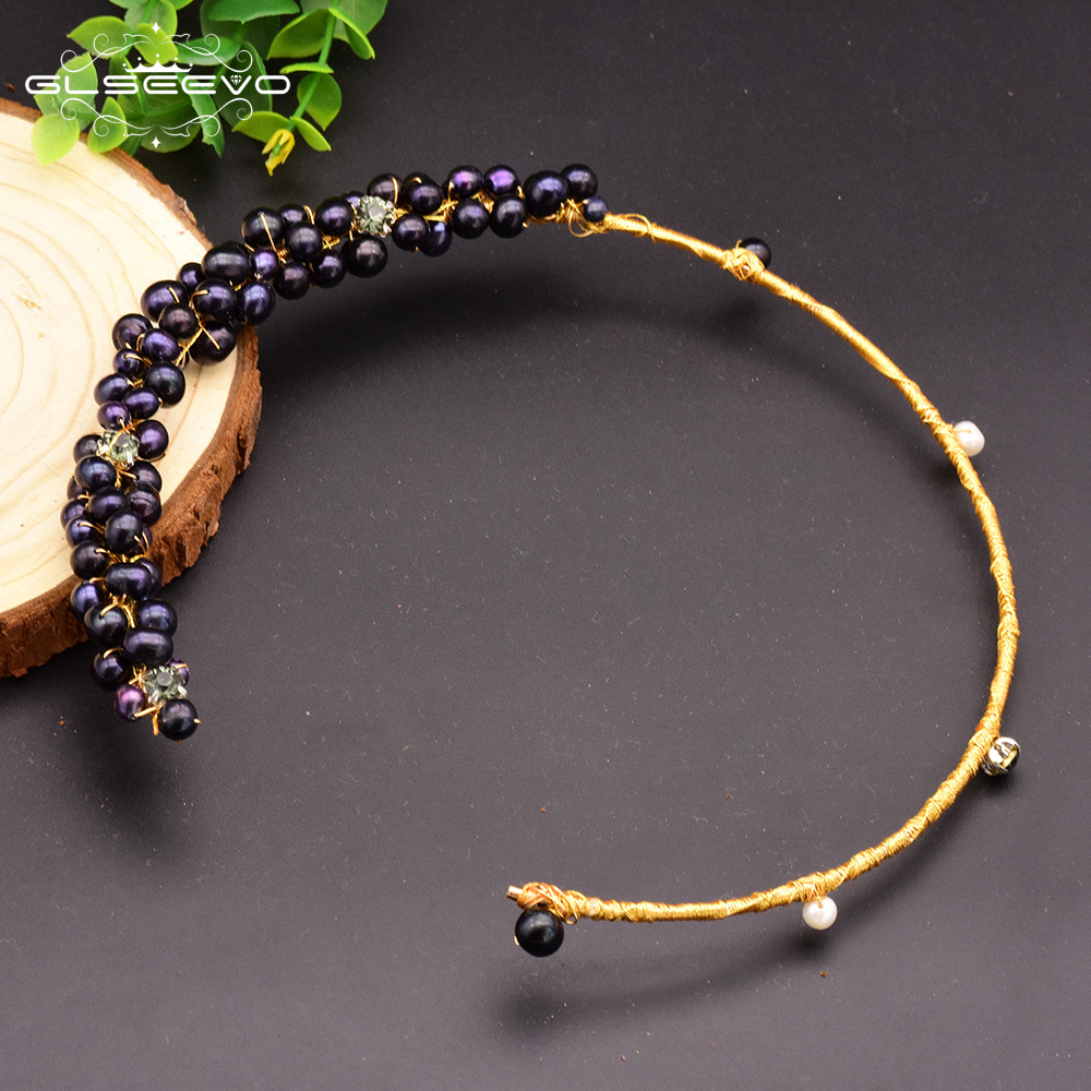 GLSEEVO 原创巴洛克黑色珍珠项圈 豪华欧美风 手工编织女饰品定制|ms